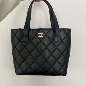 Chanel Wild Stitch Line Small Tote Bag Vintage Black